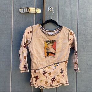 Juicy Couture Beige Graphic Long Sleeve Top